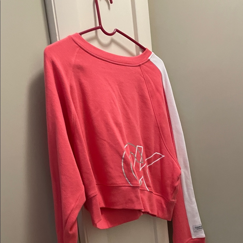 Calvin Klein Coral and White Logo Sweatshirt
